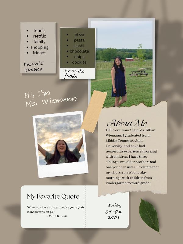 About Me - ECE 4370 Jillian Wiemann - Middle Tennessee State University